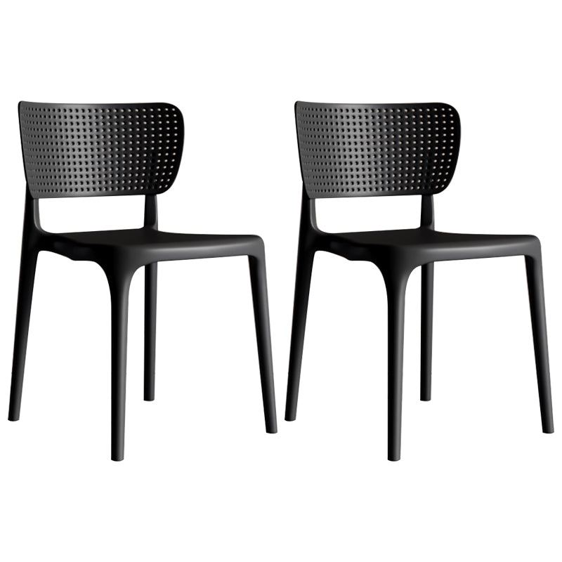 Silla lateral de plástico moderna para interiores y exteriores, silla de comedor con respaldo abierto sin brazos