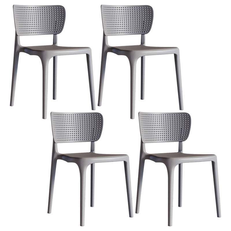 Silla lateral de plástico moderna para interiores y exteriores, silla de comedor con respaldo abierto sin brazos