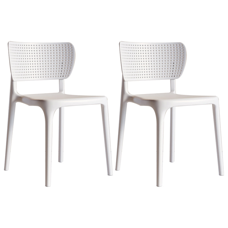 Silla lateral de plástico moderna para interiores y exteriores, silla de comedor con respaldo abierto sin brazos