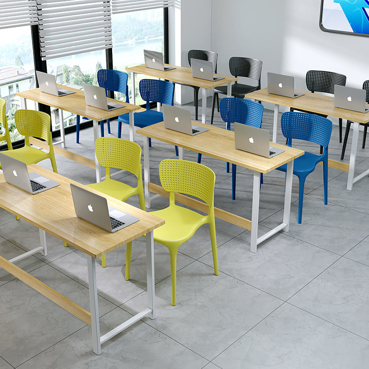 Silla lateral de plástico moderna para interiores y exteriores, silla de comedor con respaldo abierto sin brazos