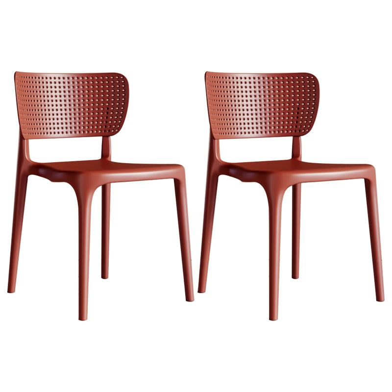 Silla lateral de plástico moderna para interiores y exteriores, silla de comedor con respaldo abierto sin brazos