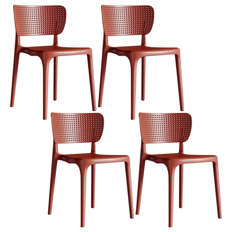 Silla lateral de plástico moderna para interiores y exteriores, silla de comedor con respaldo abierto sin brazos