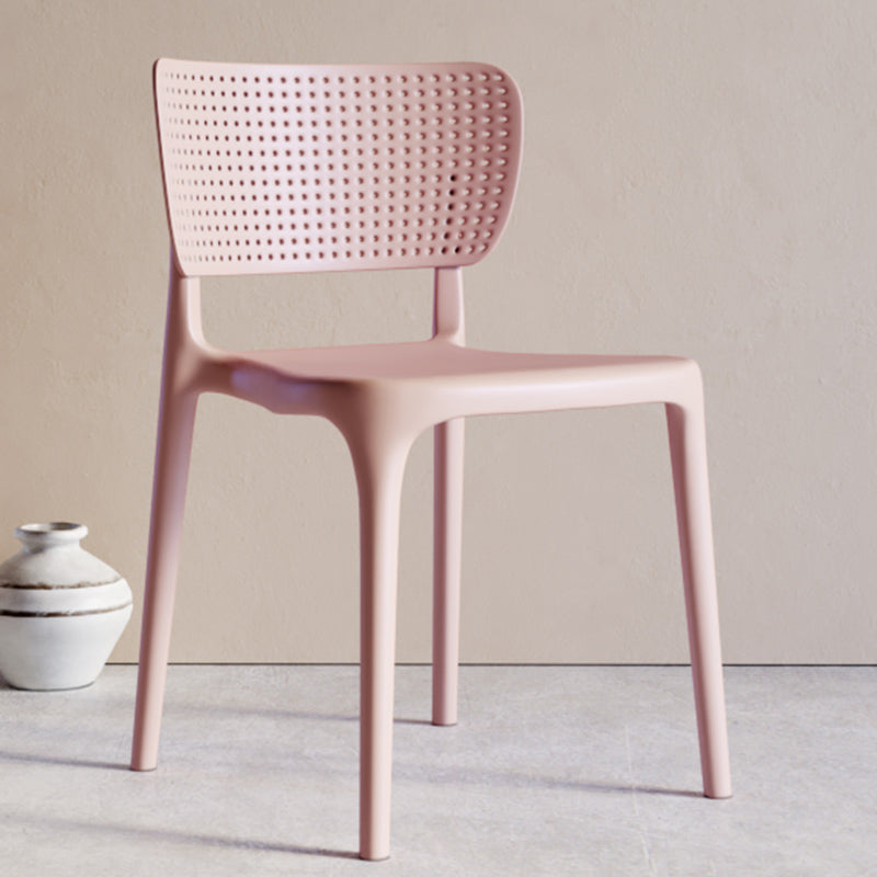Silla lateral de plástico moderna para interiores y exteriores, silla de comedor con respaldo abierto sin brazos