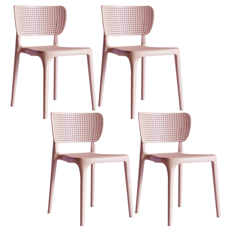 Silla lateral de plástico moderna para interiores y exteriores, silla de comedor con respaldo abierto sin brazos