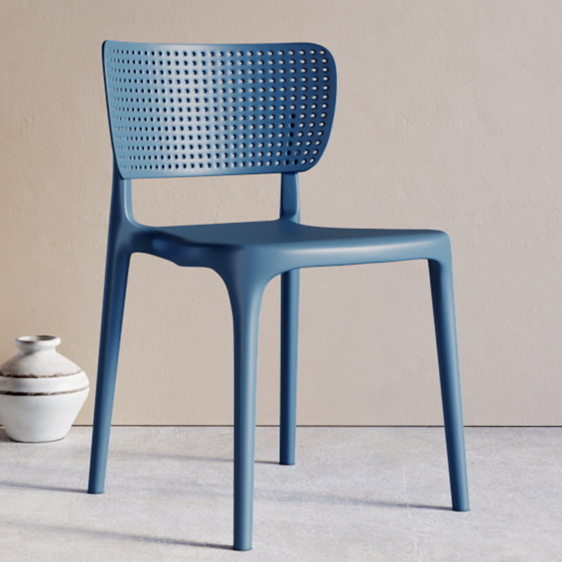 Silla lateral de plástico moderna para interiores y exteriores, silla de comedor con respaldo abierto sin brazos