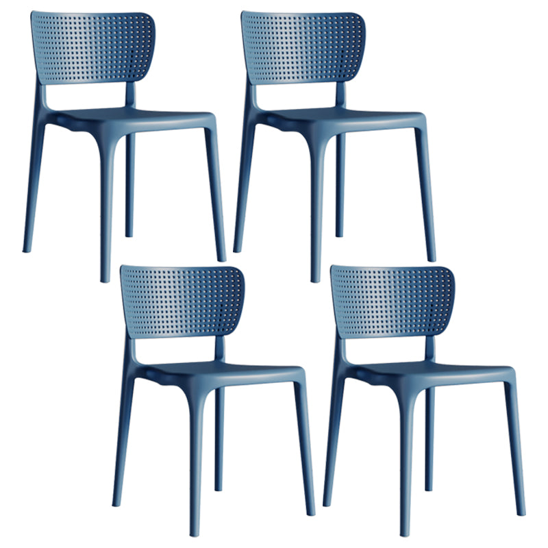 Silla lateral de plástico moderna para interiores y exteriores, silla de comedor con respaldo abierto sin brazos
