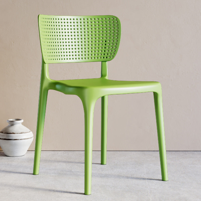 Silla lateral de plástico moderna para interiores y exteriores, silla de comedor con respaldo abierto sin brazos