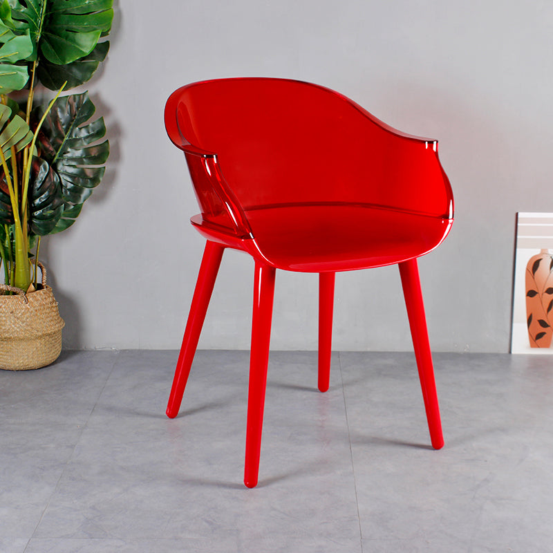 Scandinavian Style Plastic Chair Set Solid Back Arm Kitchen Single Dining Chair