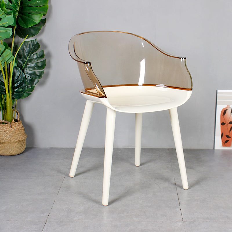 Scandinavian Style Plastic Chair Set Solid Back Arm Kitchen Single Dining Chair