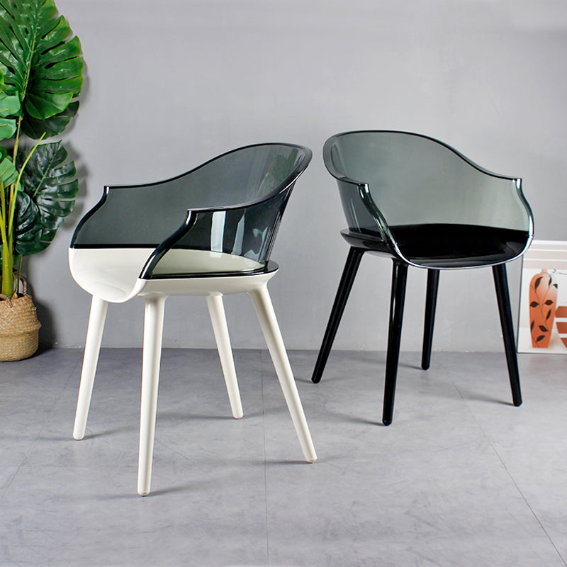 Scandinavian Style Plastic Chair Set Solid Back Arm Kitchen Single Dining Chair