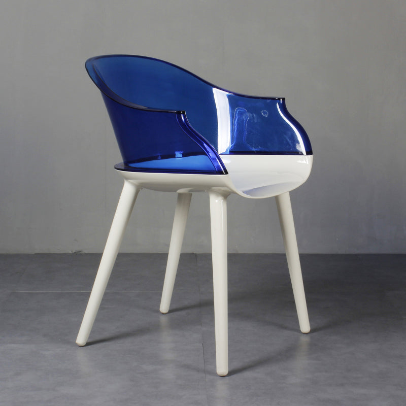 Scandinavian Style Plastic Chair Set Solid Back Arm Kitchen Single Dining Chair