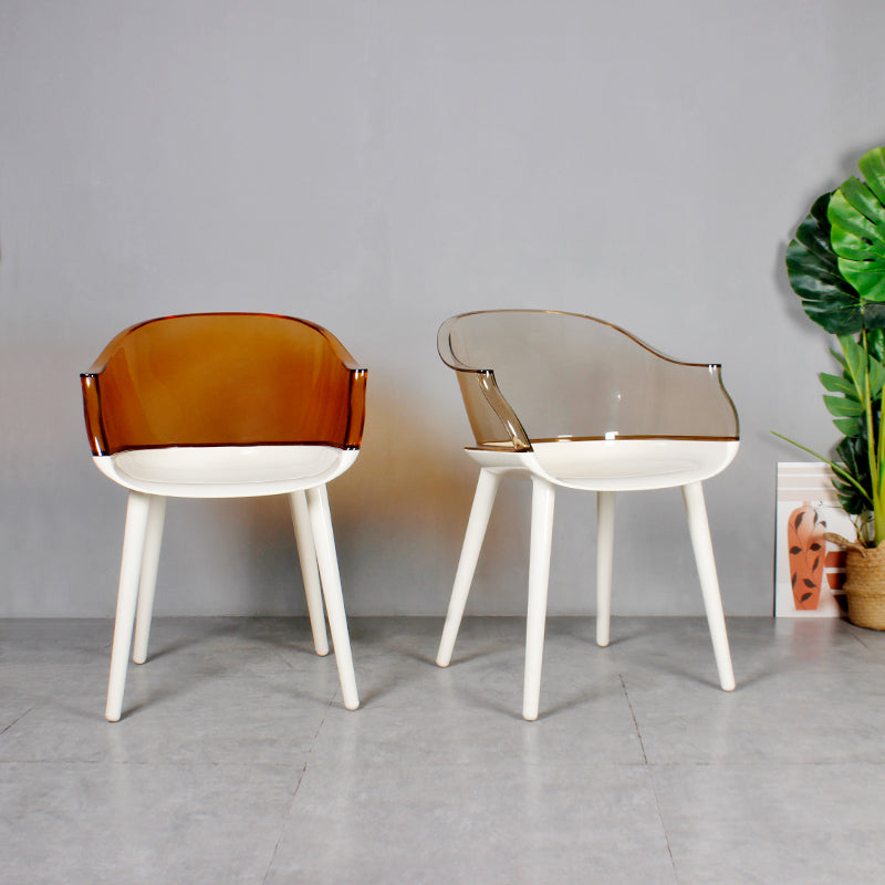 Scandinavian Style Plastic Chair Set Solid Back Arm Kitchen Single Dining Chair