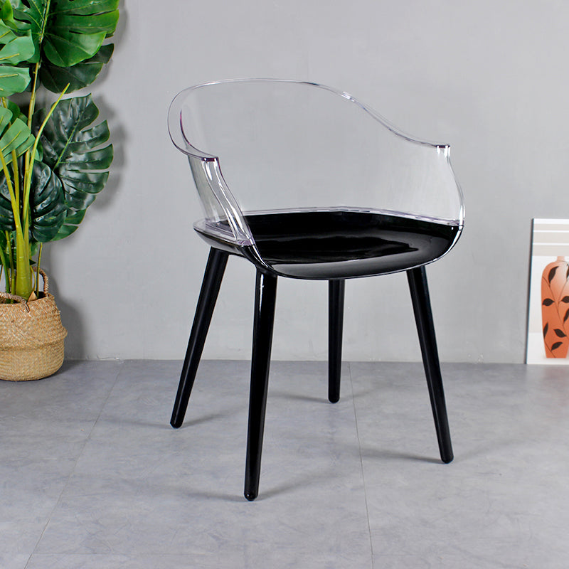 Scandinavian Style Plastic Chair Set Solid Back Arm Kitchen Single Dining Chair