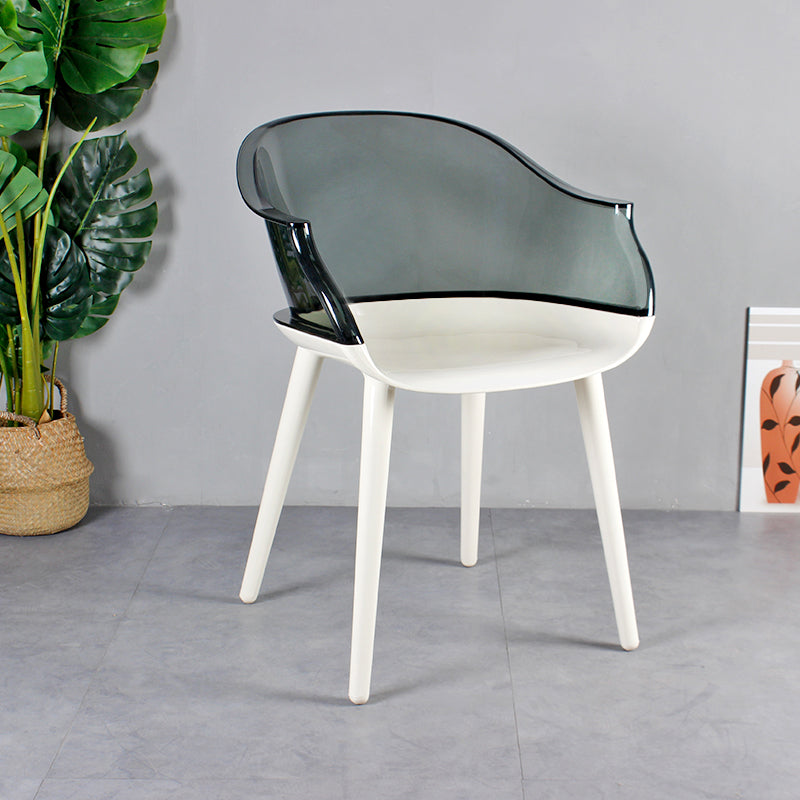 Scandinavian Style Plastic Chair Set Solid Back Arm Kitchen Single Dining Chair