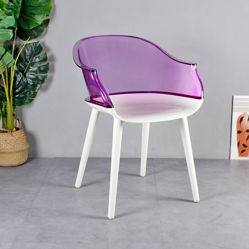 Scandinavian Style Plastic Chair Set Solid Back Arm Kitchen Single Dining Chair