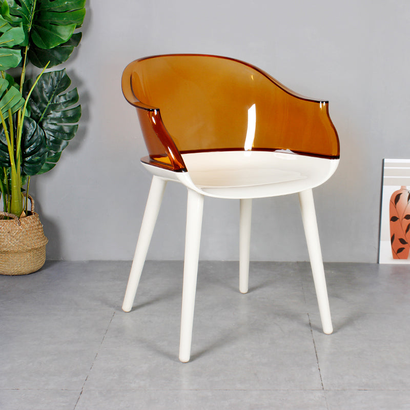 Scandinavian Style Plastic Chair Set Solid Back Arm Kitchen Single Dining Chair