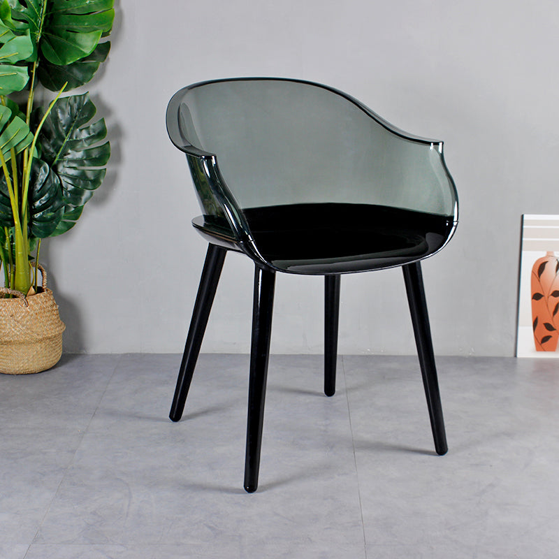 Scandinavian Style Plastic Chair Set Solid Back Arm Kitchen Single Dining Chair