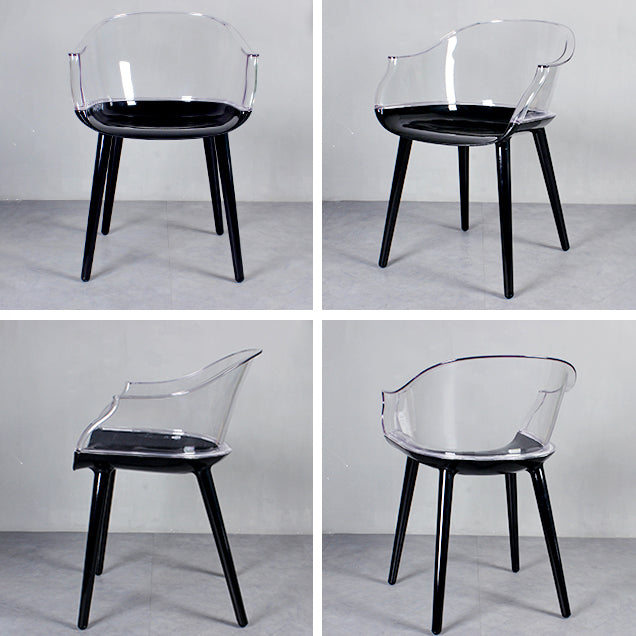 Scandinavian Style Plastic Chair Set Solid Back Arm Kitchen Single Dining Chair