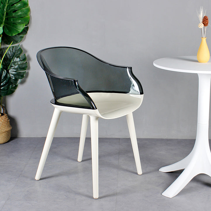 Scandinavian Style Plastic Chair Set Solid Back Arm Kitchen Single Dining Chair