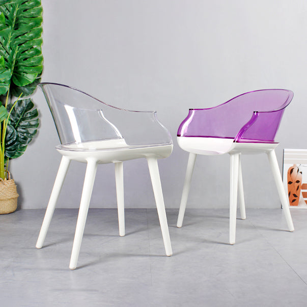 Scandinavian Style Plastic Chair Set Solid Back Arm Kitchen Single Dining Chair