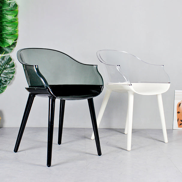 Scandinavian Style Plastic Chair Set Solid Back Arm Kitchen Single Dining Chair