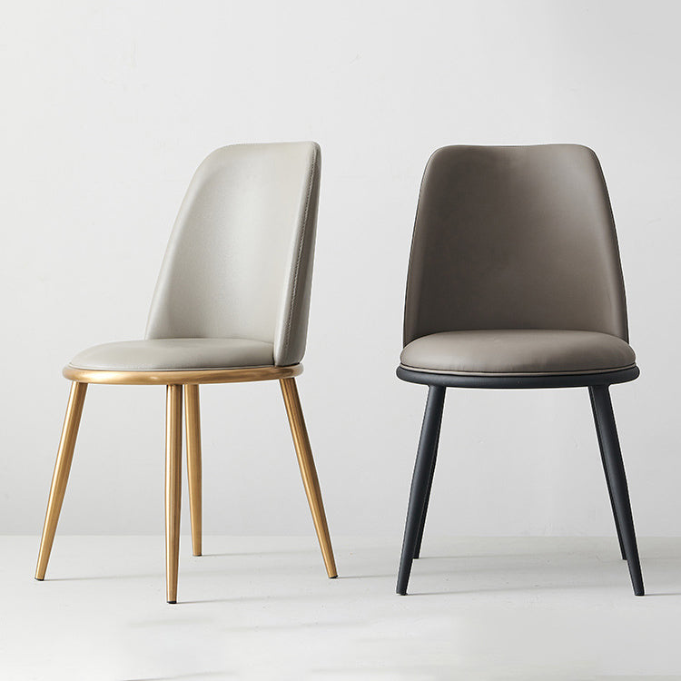 Juego de sillas de metal de estilo moderno, sillas laterales con respaldo sólido para comedor y cocina (juego de 2)
