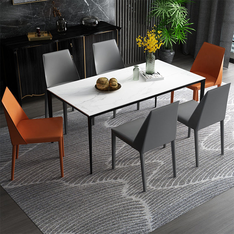 Sillas de comedor de cuero estilo moderno Sillas de comedor sin brazos con respaldo Windsor