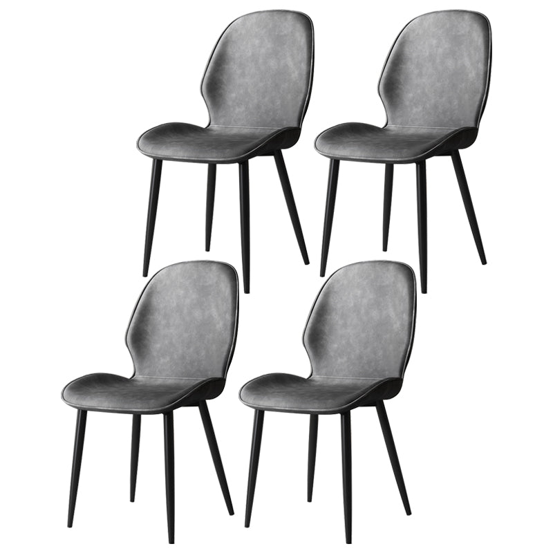 Silla lateral de cuero contemporánea para restaurante, acabado mate Parsons, silla de comedor