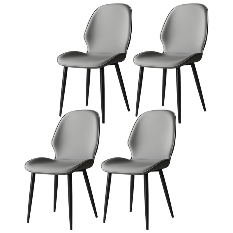 Silla lateral de cuero contemporánea para restaurante, acabado mate Parsons, silla de comedor