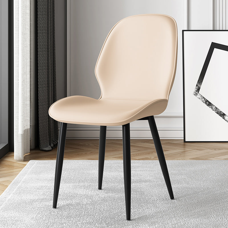 Silla lateral de cuero contemporánea para restaurante, acabado mate Parsons, silla de comedor