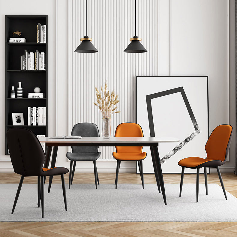 Silla lateral de cuero contemporánea para restaurante, acabado mate Parsons, silla de comedor