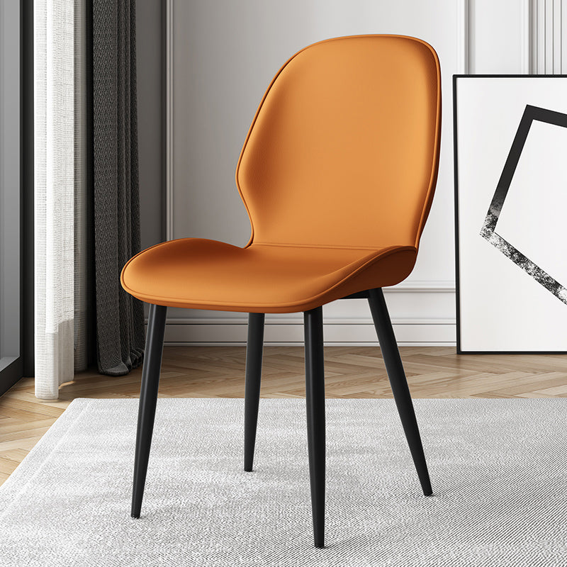 Silla lateral de cuero contemporánea para restaurante, acabado mate Parsons, silla de comedor