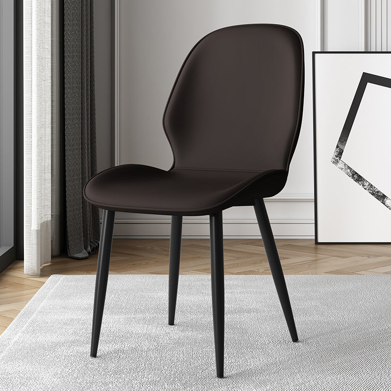 Silla lateral de cuero contemporánea para restaurante, acabado mate Parsons, silla de comedor