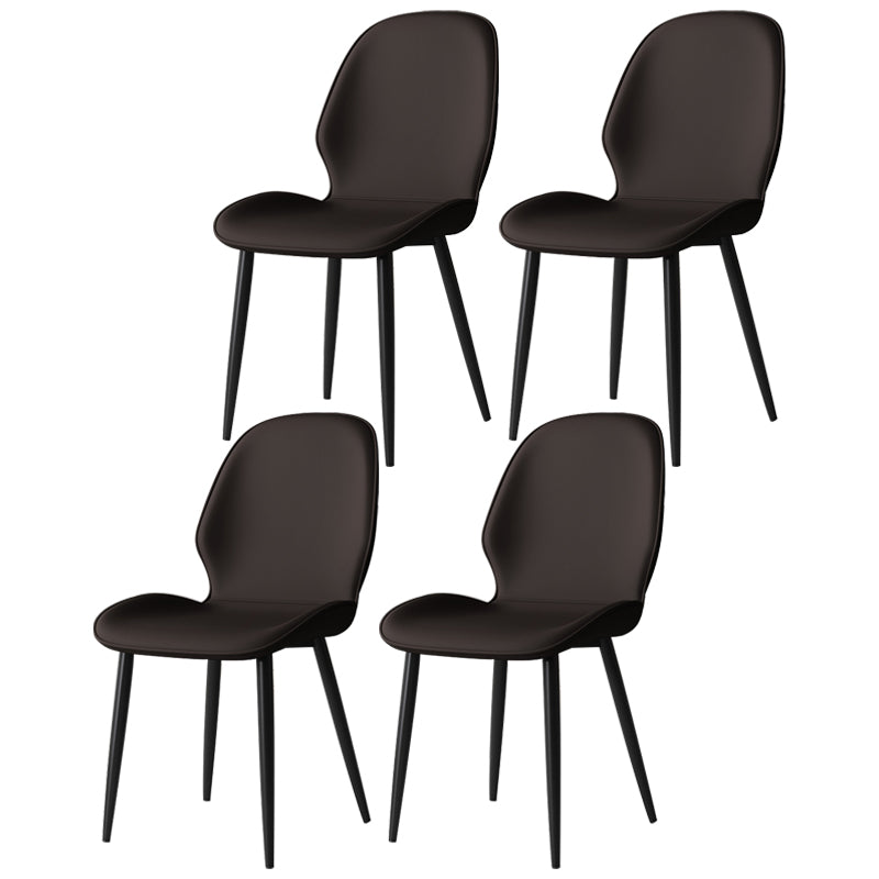 Silla lateral de cuero contemporánea para restaurante, acabado mate Parsons, silla de comedor