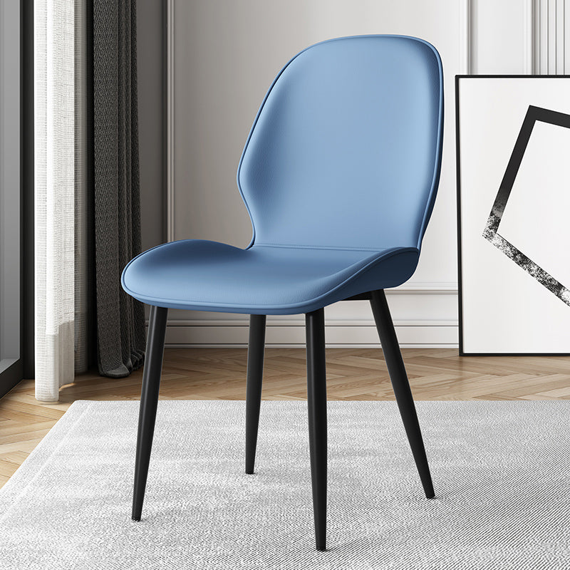 Silla lateral de cuero contemporánea para restaurante, acabado mate Parsons, silla de comedor