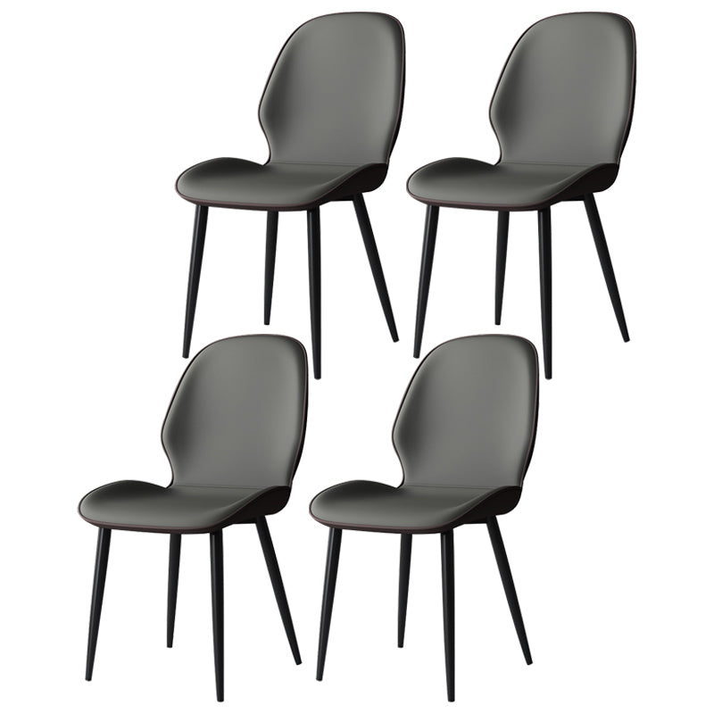 Silla lateral de cuero contemporánea para restaurante, acabado mate Parsons, silla de comedor