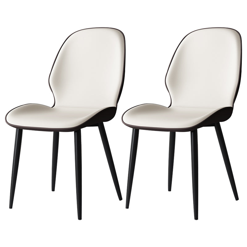 Silla lateral de cuero contemporánea para restaurante, acabado mate Parsons, silla de comedor