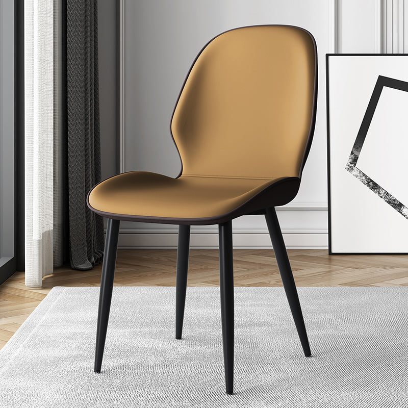 Silla lateral de cuero contemporánea para restaurante, acabado mate Parsons, silla de comedor