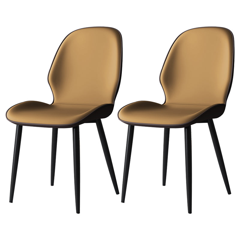 Silla lateral de cuero contemporánea para restaurante, acabado mate Parsons, silla de comedor