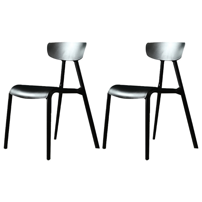 Minimalistische stijl Plastic armloze stoel Open achterste Dining zijstoel voor thuisgebruik