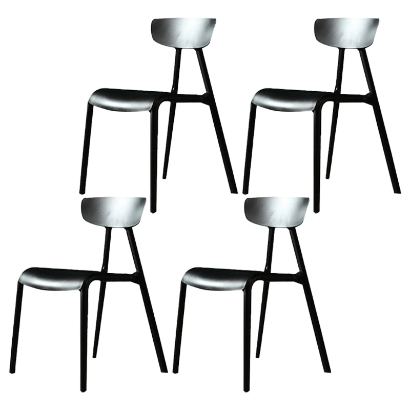Minimalistische stijl Plastic armloze stoel Open achterste Dining zijstoel voor thuisgebruik