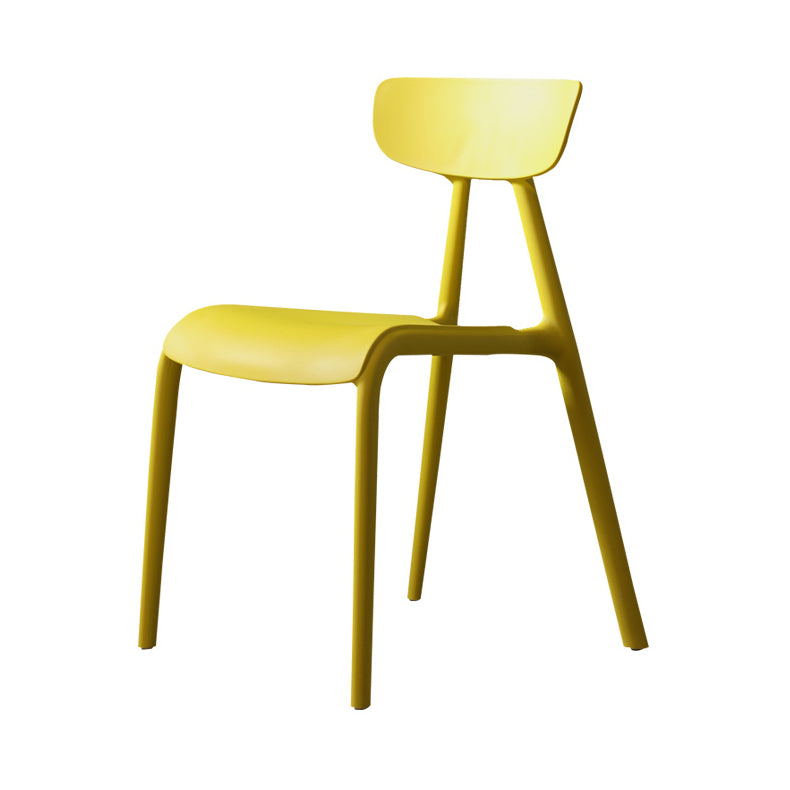 Minimalistische stijl Plastic armloze stoel Open achterste Dining zijstoel voor thuisgebruik