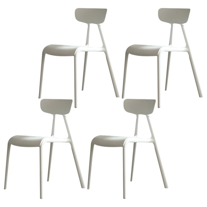 Minimalistische stijl Plastic armloze stoel Open achterste Dining zijstoel voor thuisgebruik