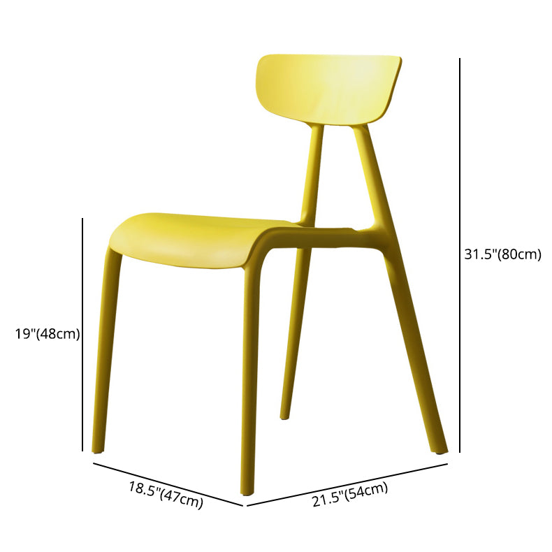Minimalistische stijl Plastic armloze stoel Open achterste Dining zijstoel voor thuisgebruik