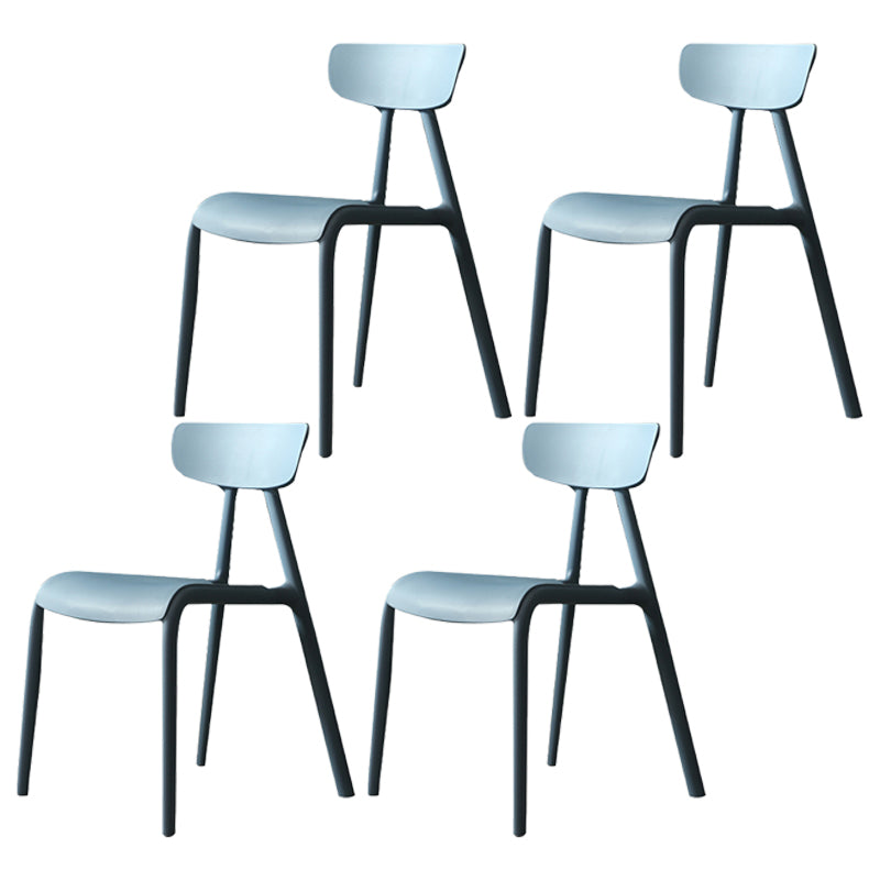 Minimalistische stijl Plastic armloze stoel Open achterste Dining zijstoel voor thuisgebruik
