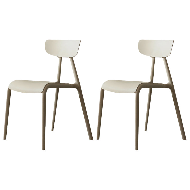 Minimalistische stijl Plastic armloze stoel Open achterste Dining zijstoel voor thuisgebruik