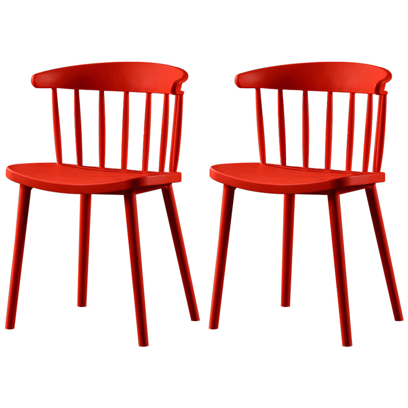 Silla lateral de plástico contemporánea sin brazos, silla lateral apilable con respaldo Windsor para uso doméstico