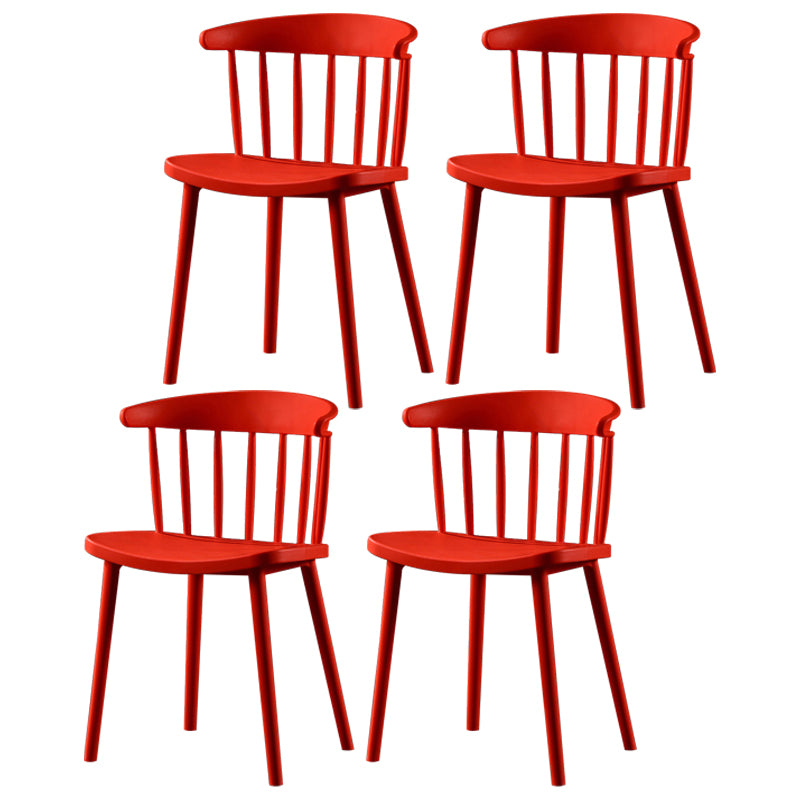 Silla lateral de plástico contemporánea sin brazos, silla lateral apilable con respaldo Windsor para uso doméstico