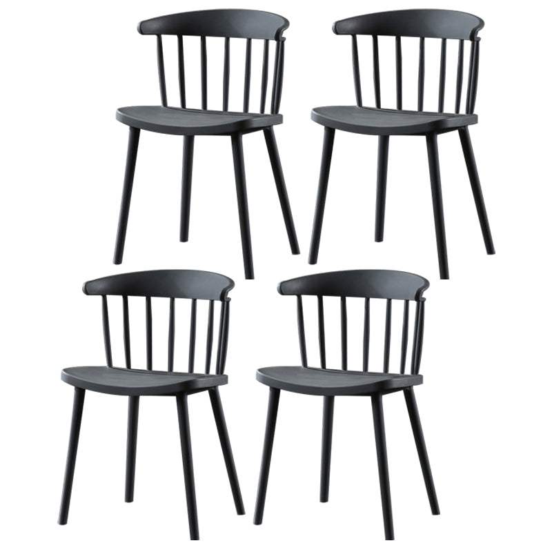Silla lateral de plástico contemporánea sin brazos, silla lateral apilable con respaldo Windsor para uso doméstico