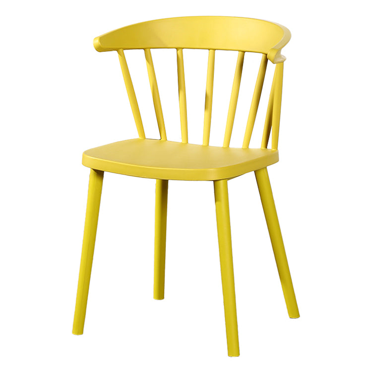Silla lateral de plástico contemporánea sin brazos, silla lateral apilable con respaldo Windsor para uso doméstico